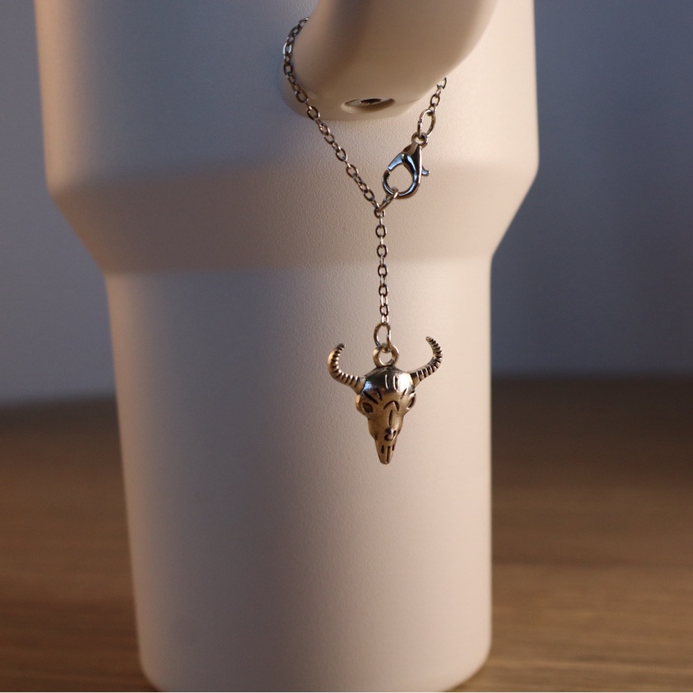 Silver Bull Skull Tumbler Charm